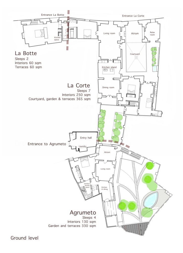 Plan du rez de la Casa Grande location de vacances